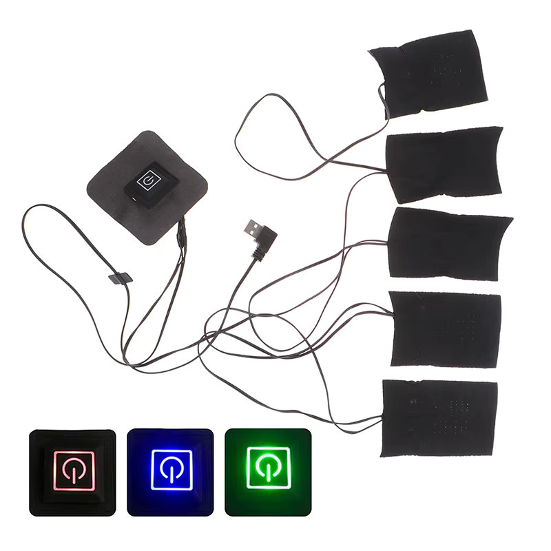 5er Set USB-Elektro-Heizkissen für beheizte Kleidung und Jacken, Schwarz - Bild 5