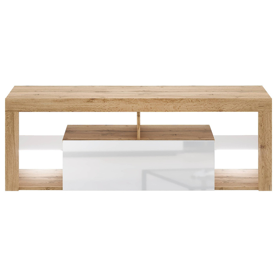 TV-Lowboard Everest von WIPMEB in Eiche Wotan Nachbildung und Weiß Glänzend mit LED, B/H/T: 140 x 50 x 35 cm - Bild 2