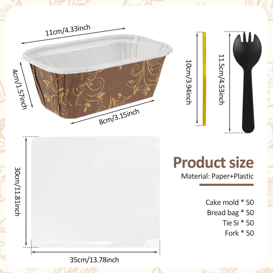50 Stück Einweg Papier-Backformen von willstar, rechteckige Loaf-Formen zum Backen von Brot und Kürbisbrot in Weiß und Braun - Bild 4