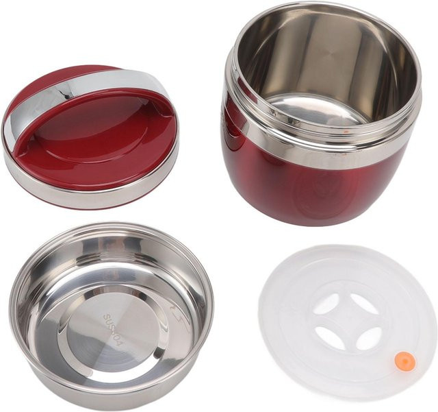 CosyHome Vakuum-Lunchbox aus 304 Edelstahl, isolierter und auslaufsicherer Lebensmittelbehälter, Bento-Box, rot, 1,5 l - Bild 1