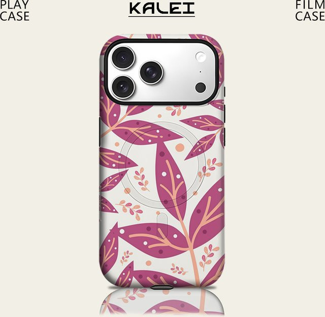 Potdemiel Handyhülle Purple Tone Leaf für iPhone 17 16 15 14 13 Pro Max Plus, magnetische robuste Doppel-Schicht-Hülle in Lila - Bild 1