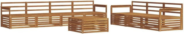 vidaXL Outdoor-Sofagarnitur 8-teilig aus Akazienholz in Natur/Braun mit Tisch und Sitzkissen - Bild 1