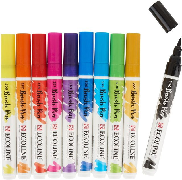 Talens Ecoline Brush Pen Set mit 10 Farben in Multicolor aus Gummi Arabicum für Profis - Bild 1