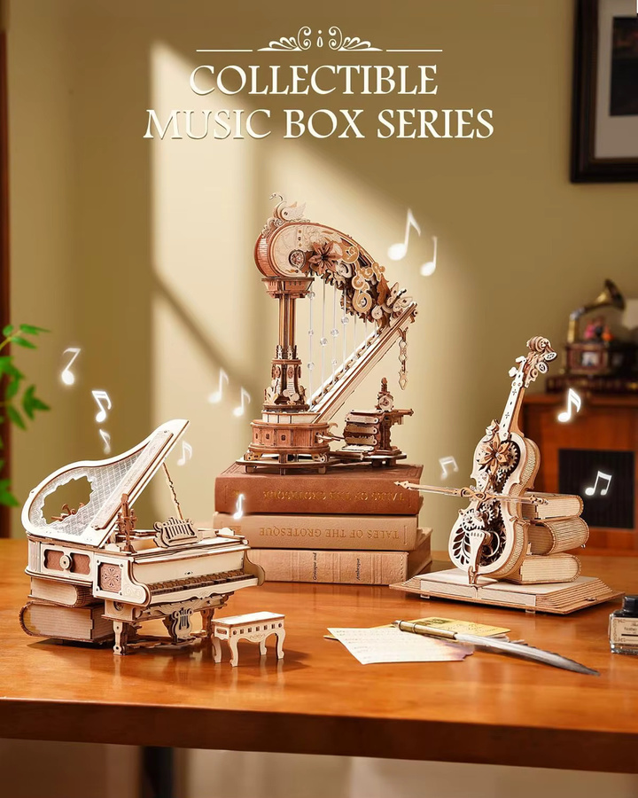 Robotime Magische Harfe, 3D Holzpuzzle, Musikbox, ab 14 Jahren - Bild 6