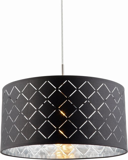 Globo Pendelleuchte KIDAL modern, Farbe: Grau/Nickel matt, E27, Textilschirm, Durchmesser: 40 cm, Höhe: 60 cm, Breite: 40 cm - Bild 1