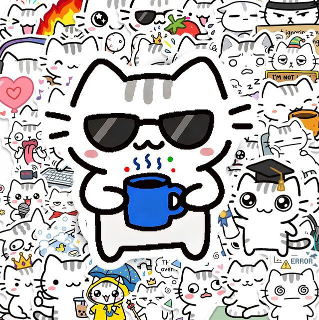 Rspctou Cartoon-Aufkleber Basil Kitten Katzen-Motiv, 10-teiliges Set, multicolour - Bild 1