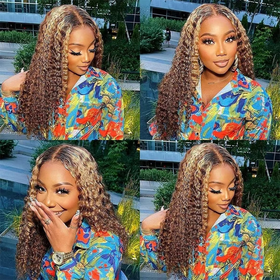 FIUMER Deep Wave Perücke, Echthaar, HD Lace Frontal, 86 cm, 250% Dichte - Bild 2