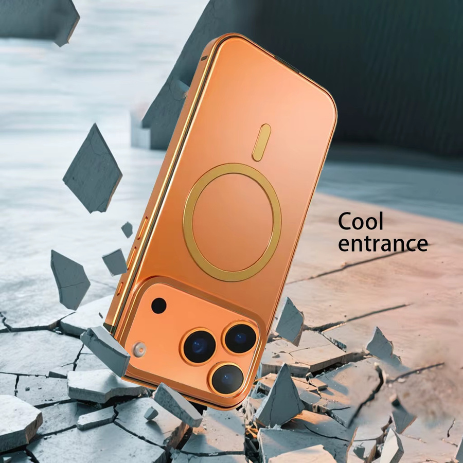 Magnetische Original-Handyhülle mit Hintergrundbeleuchtung und Metallrahmen für iPhone 17 Pro und iPhone 17 Pro Max in Orange - Bild 3