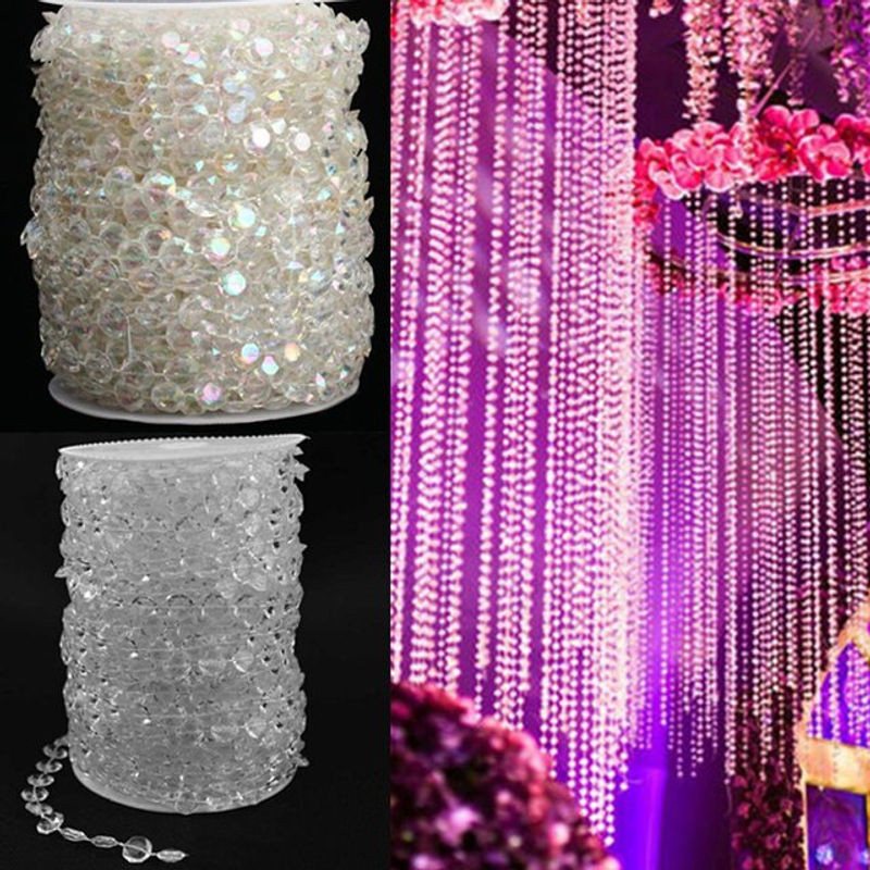 VIBRATITE Acryl Kristall-Perlen Vorhang Transparent 10m Hängende Girlande aus Kunststoff für Hochzeit und Weihnachtsdekoration - Bild 1