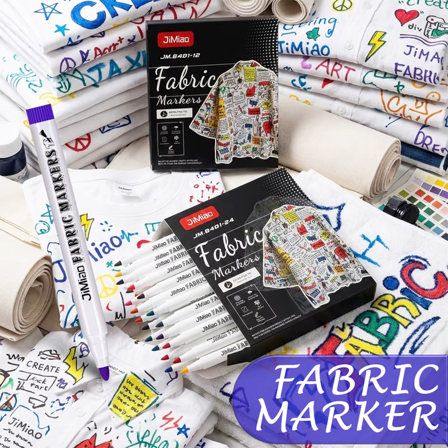 Jimiao Textilpigmentmarker Set mit feiner Spitze, wasserfest und abwaschbar, mehrfarbig - Bild 5