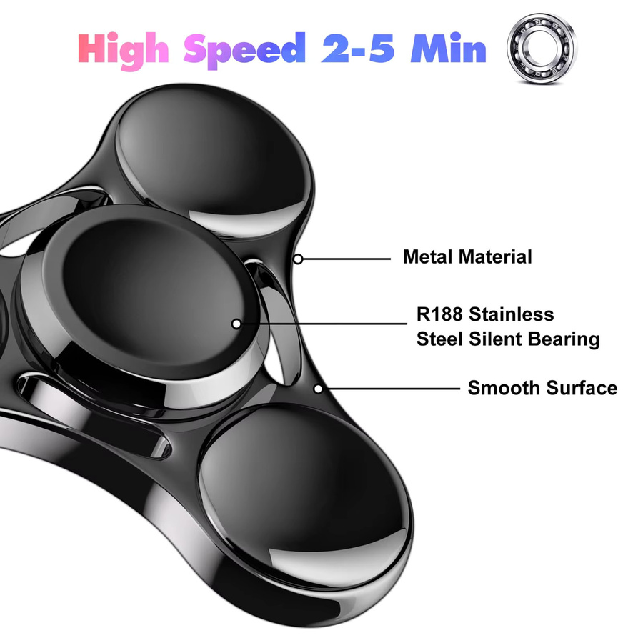 YuHaoHui Regenbogen Fidget Spinner aus Metall als UFO Handheld Finger Spinner für Kinder und Erwachsene in Multicolour und Schwarz - Bild 1