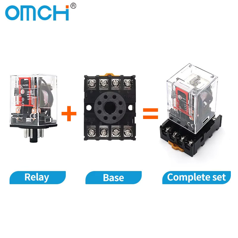 OMCH Kleines Zwischenrelais MK2P MK3P mit optionaler Basis PF083A PF113A elektromagnetisches Relais in transparent - Bild 1