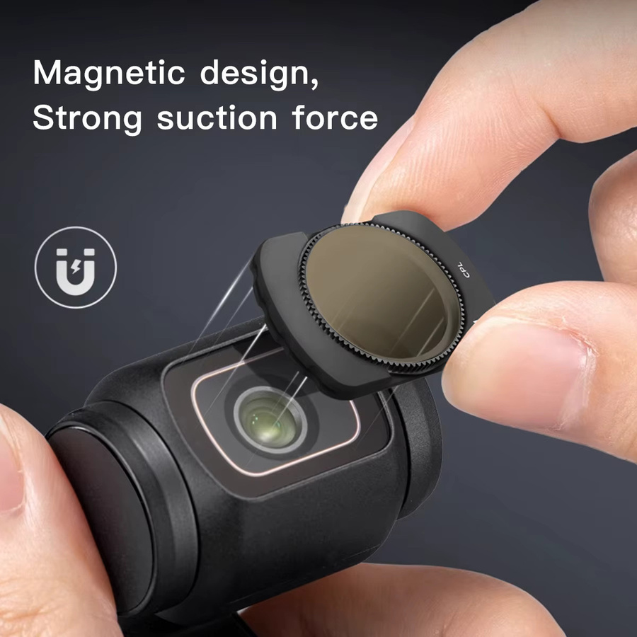 Magnetisch beschichteter Glasfilter Set für DJI Pocket 3 und Pocket 4 in Black mit UV, CPL, ND, ND-PL und Black Mist Filtern - Bild 2