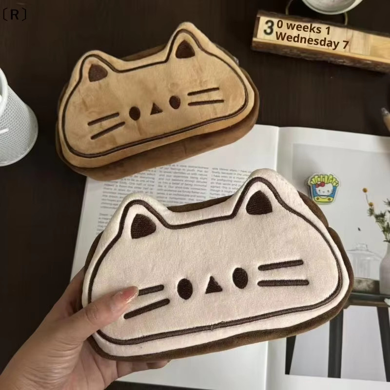Kawaii Cartoon Plüsch-Federmäppchen in Brot-Katzen-Design als multifunktionale Schreibwaren-Tasche mit großem Fassungsvermögen - Bild 4