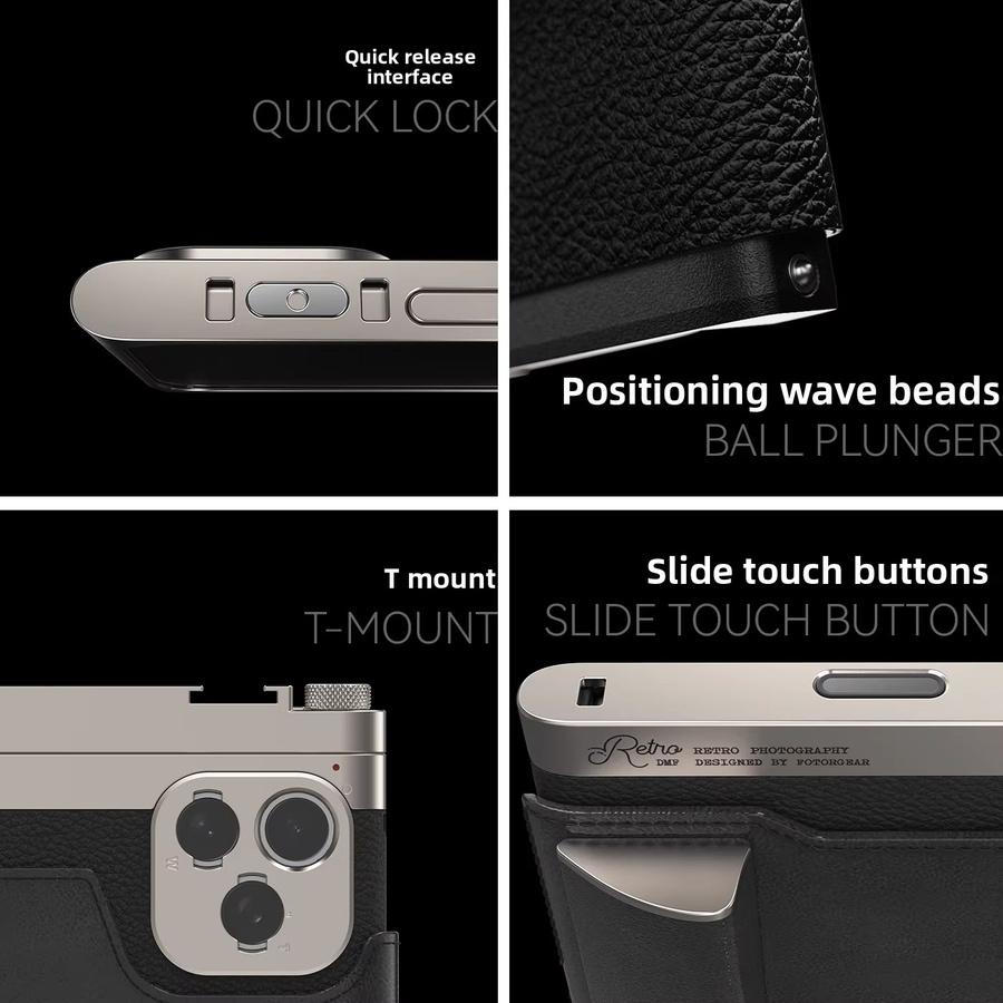 Fotorgear Fotografie-Handyhüllen-Set für iPhone 17 Pro Max in Schwarz mit Kamera-Auslöser-Griff, Filter-Adapter, Lanyard, Schutzhülle und Käfig - Bild 3