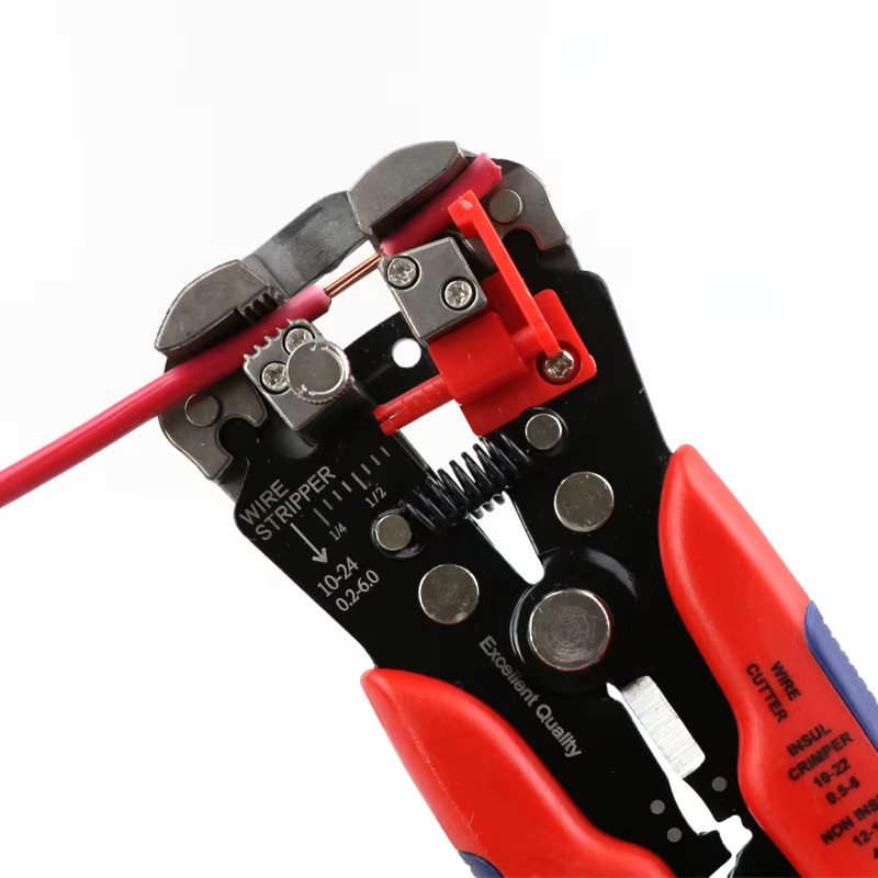 Cowurst 3-in-1 Multifunktionale Abisolierzange in Rot zum Schneiden, Abisolieren und Crimpen - Bild 5