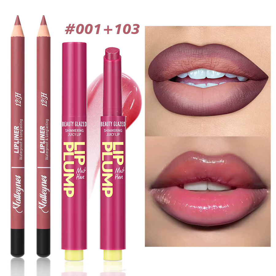 Beauty Glazed Lippenstift und Lipliner Set, matt, 2 Stück - Bild 1