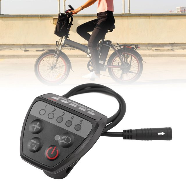 Qiilu LED-Anzeigefeld für Elektrofahrräder, 5-polig, Geschwindigkeitsregler in Schwarz - Bild 1