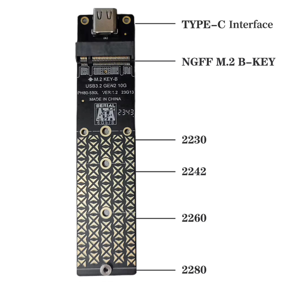 ALLOYSEED M.2 SSD zu USB 3.1 Adapter mit USB-C Anschluss für SATA und NVMe, B+M Key und M Key, Schwarz - Bild 4