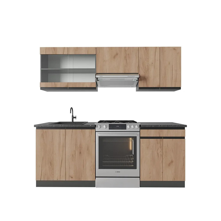 Vicco Küchenzeile R-Line J-Shape in Anthrazit und Eiche, moderne Einbauküche mit 200 cm Breite - Bild 3