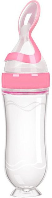 DHDH Silikon Quetschlöffel Babyflasche mit Löffel für Nahrungsergänzungsmittel, Gelb, BPA-frei - Bild 1