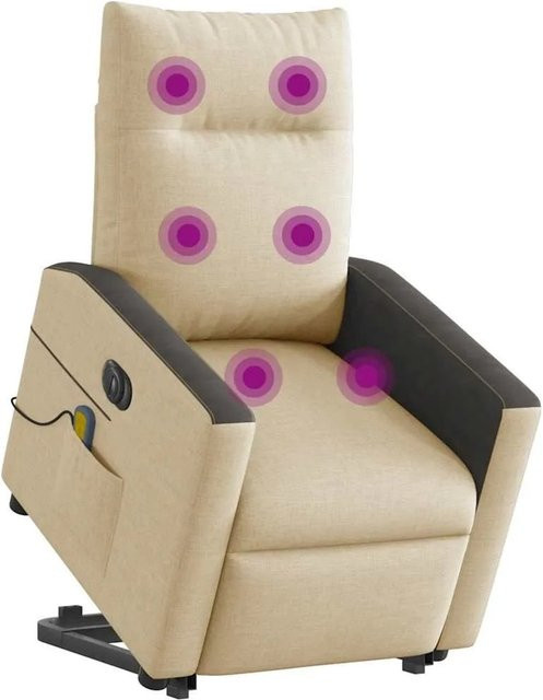 vidaXL Elektrischer Massagesessel mit Aufstehhilfe in Creme, moderner TV-Sessel mit Armlehnen und Stoffbezug - Bild 1