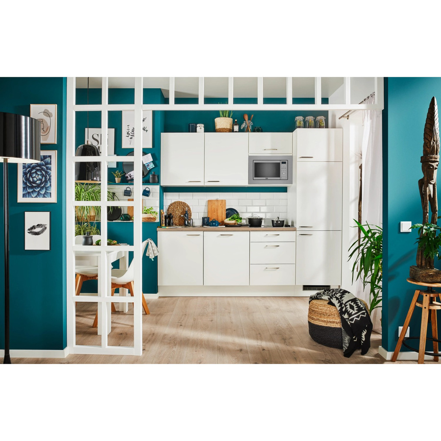 pino Küchenzeile Weiß mit 1 Geräteschrank und Anschlag rechts B: 240 cm, H: 76,7 cm, T: 60 cm - Bild 2