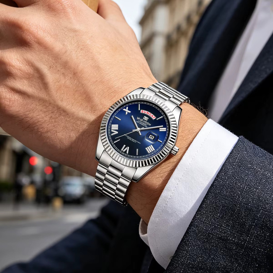 VA VA VOOM Armbanduhr Edelstahl, Quarz, 41 mm, Herren, Blau - Bild 5