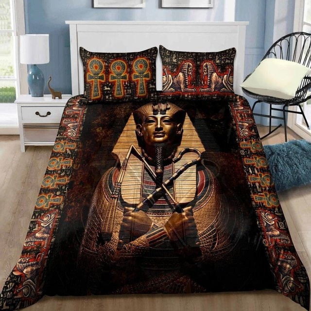 Flylo Bettwäsche Set Anubis Altes Ägypten Design, Boho Tribal Motiv, Mehrfarbig, B/H: 135 x 200 cm - Bild 1