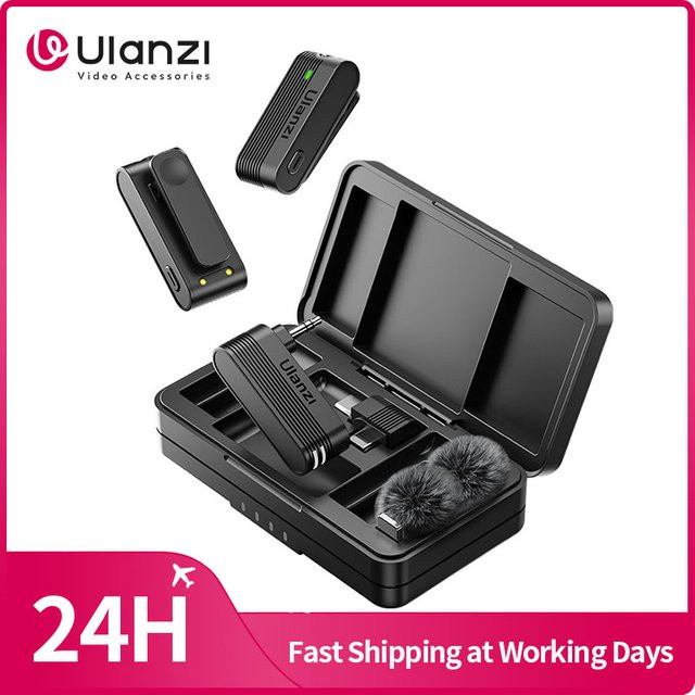 Ulanzi J12 Upgrade Kabelloses Lavalier-Mikrofon in Schwarz für iPhone 16 und iPhone 15 Pro Max mit Echtzeit-Überwachung - Bild 1