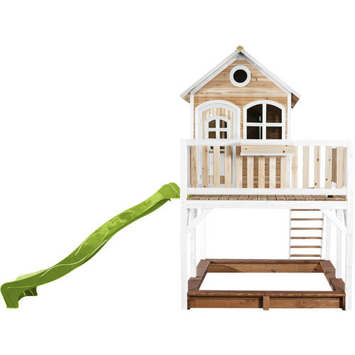 AXI Spielturm Liam aus Holz in Braun und Weiß mit lindgrüner Rutsche, B/H/T: 377 x 291 x 255 cm - Bild 2