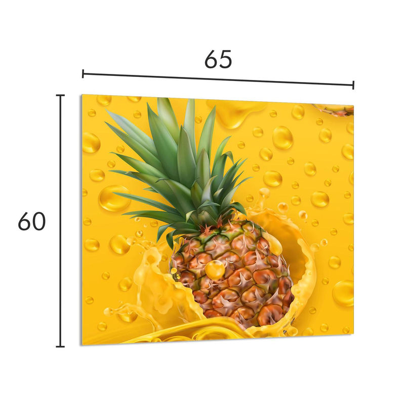 Glas-Küchenrückwand mit Ananas-Motiv in Gelb und Mehrfarbig, B: 65 cm, H: 60 cm - Bild 3