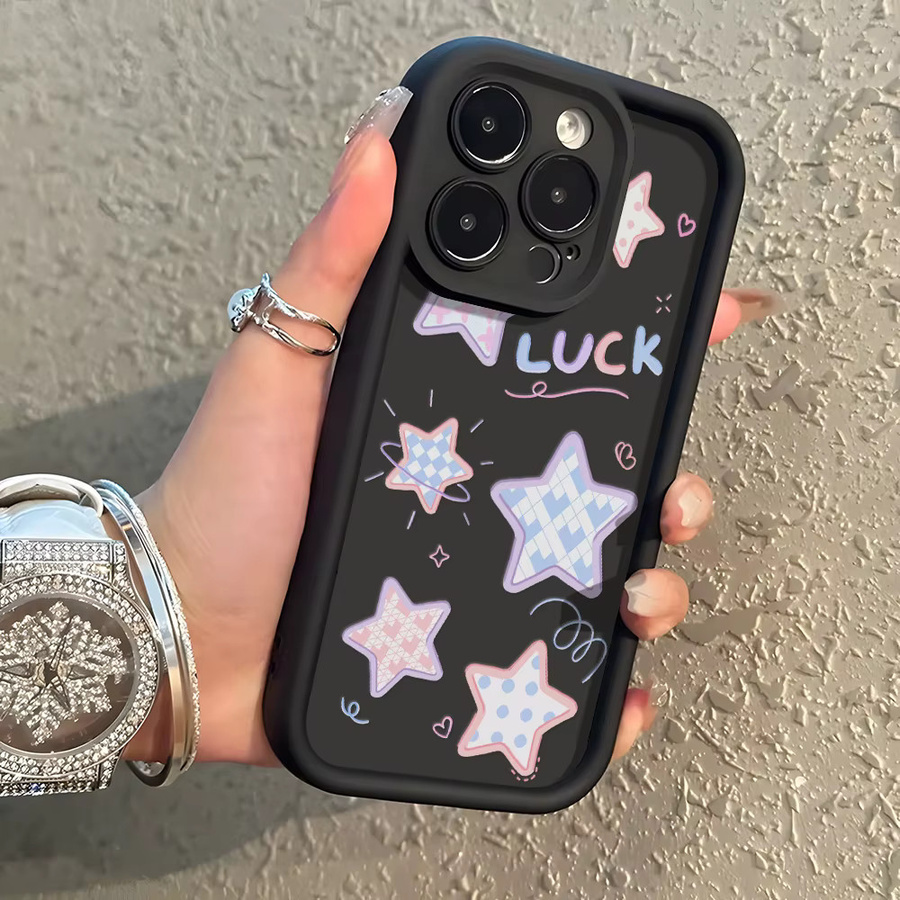Stoßfeste TPU Handyhülle mit Stern-Design für Apple iPhone 11 12 13 14 15 16 17 Pro Max Air in Schwarz - Bild 4