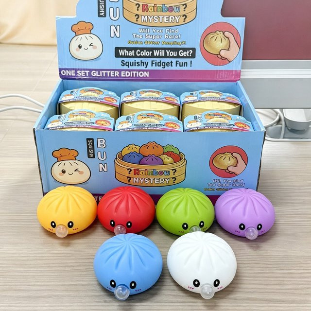 Bandai Blasen-Dumpling-Glitzer-Squishies, Sensorisches Quetschspielzeug - Bild 1