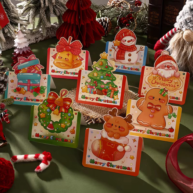 30 Stück Retro Cartoon Weihnachtskarten mit 3D-Effekt in Rot und Mehrfarbig - Bild 2