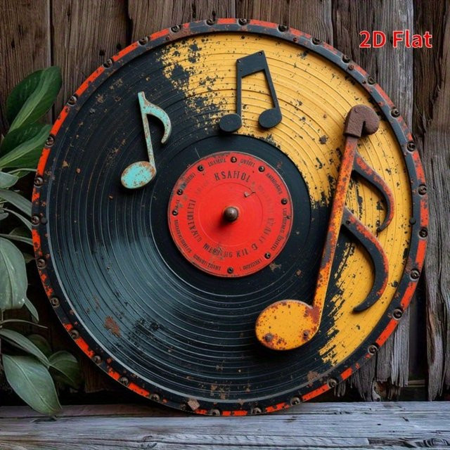 HELLOYOUNG Vintage Vinyl Record Wreath Wanddeko aus Metall in Multicolour, Durchmesser: 20 cm - Bild 1