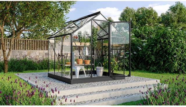 Vitavia Gewächshaus Triton 3800 ESG mit Vorzugsset in Schwarz mit Sicherheitsglas und Stahlfundamentrahmen - Bild 1