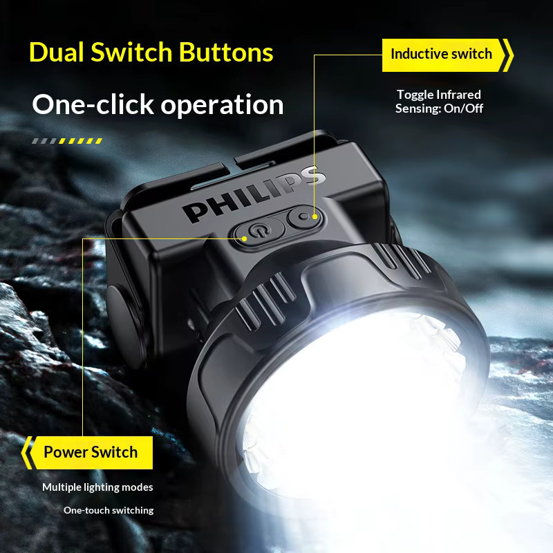 Philips LED-Scheinwerfer mit 19 Lampenperlen, 450 lm, wiederaufladbare Outdoor-Laterne in Schwarz und Weiß - Bild 5