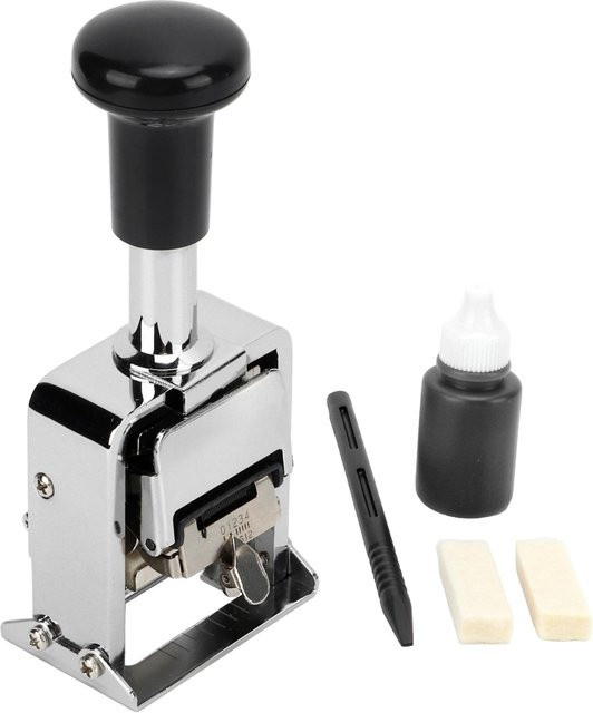 Igeteck Automatischer Nummernstempel mit 6 Ziffern aus Zinklegierung in Weiß/Silber - Bild 1
