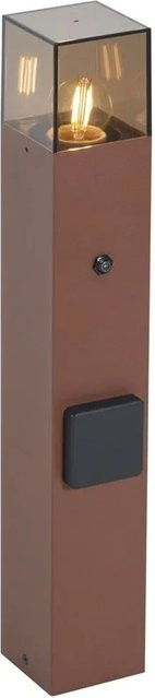QAZQA Industrielle Außenleuchte in Rostbraun mit Rauchglas und Dämmerungssensor, Höhe: 50 cm - Bild 1