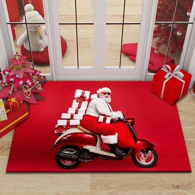 Rutschfeste Weihnachtsmatte mit Schneemann-Motiv in Rot, B/H: 40 x 60 cm - Bild 1