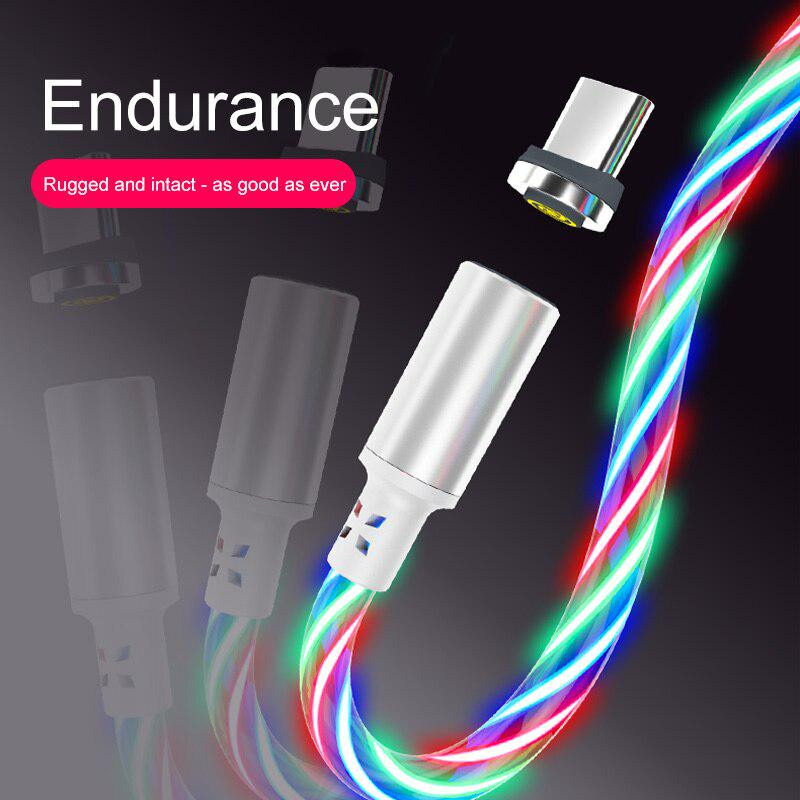 Magnetisches LED USB-C und Micro-USB Ladekabel für Samsung, 1m, bunt - Bild 4