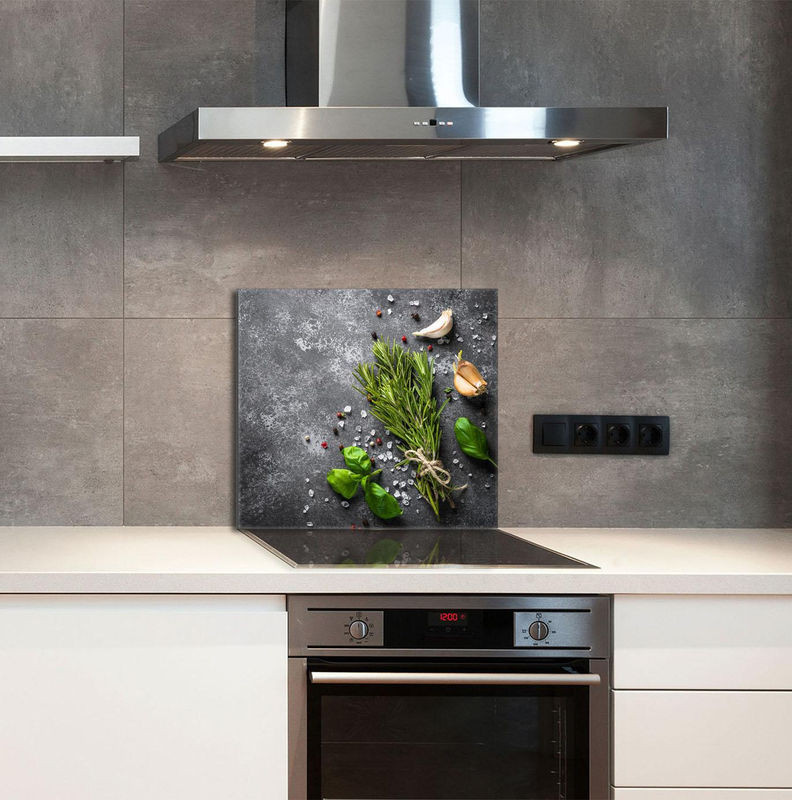 Glas-Küchenrückwand in Marmor-Optik Grau, rechteckig, B: 65 cm, H: 60 cm - Bild 1