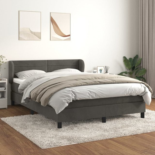 vidaXL Boxspringbett mit Matratze Dunkelgrau Samt B/T: 160 x 200 cm - Bild 3