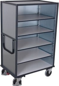 VARIOfit ESD Etagenwagen mit fest verschweißten Stahlblechwänden in Schwarz oder Grau, B: 124,5 cm, T: 78,5 cm, H: 104 cm - Bild 1