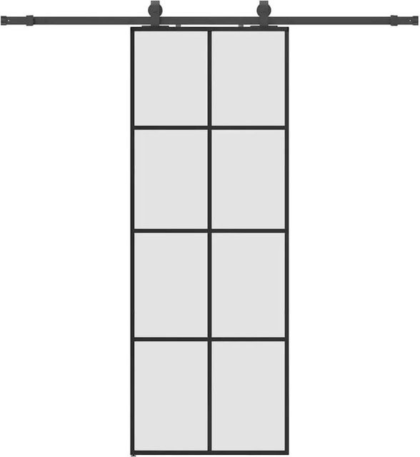 vidaXL Schiebetür aus ESG-Glas in Schwarz mit Beschlag, Breite: 76 cm, Höhe: 205 cm - Bild 1