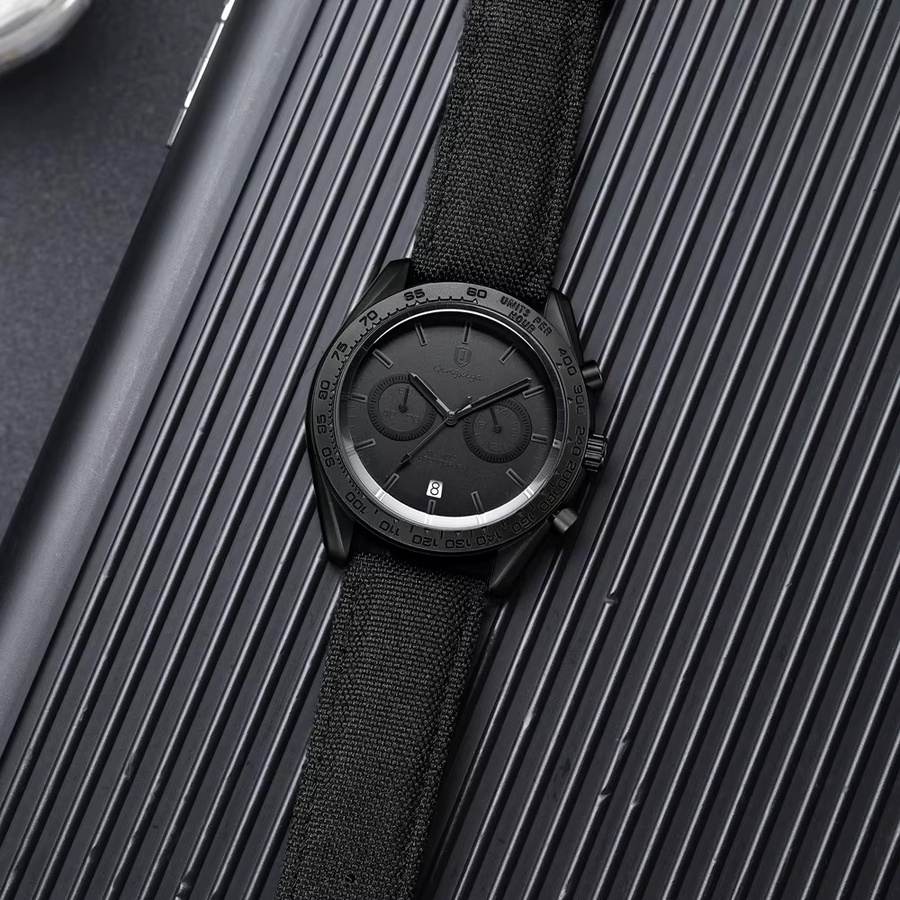 QINGXIYA Chronograph, Quarz, Lederband, Schwarz, Herren - Bild 3