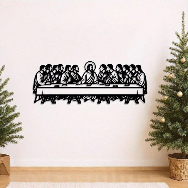 CIFBUY Metall-Wandkunst Das Letzte Abendmahl Schmiedeeisen-Wanddekoration in Schwarz - Bild 1