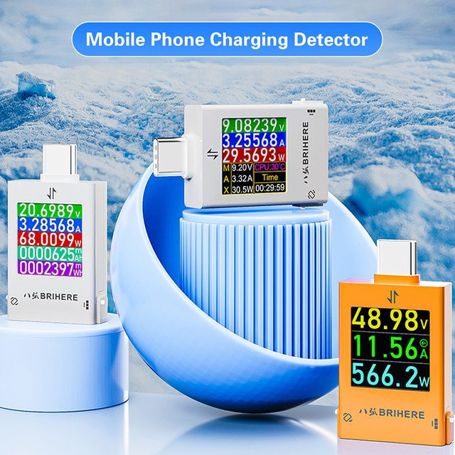 Gaqqee B10 Mobiltelefon-Ladegerät-Tester mit Typ-C-Schnittstelle, Voltmeter, Amperemeter und Wattmeter in Weiß - Bild 1