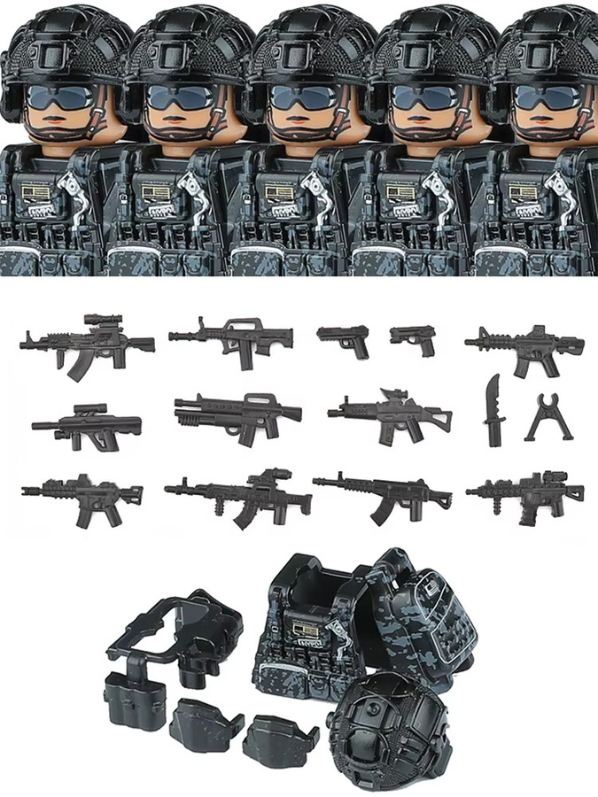 Brangdy Militär-Kommando Spezialeinheiten US SWAT Kampfhelm Baustein, Polizei, Schwarz - Bild 3